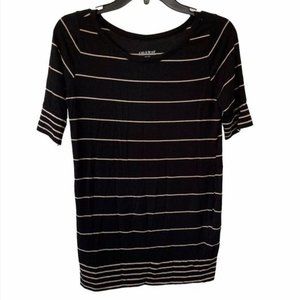 2/$15 A Pea In The Pod black and tan short sleeve maternity blouse small